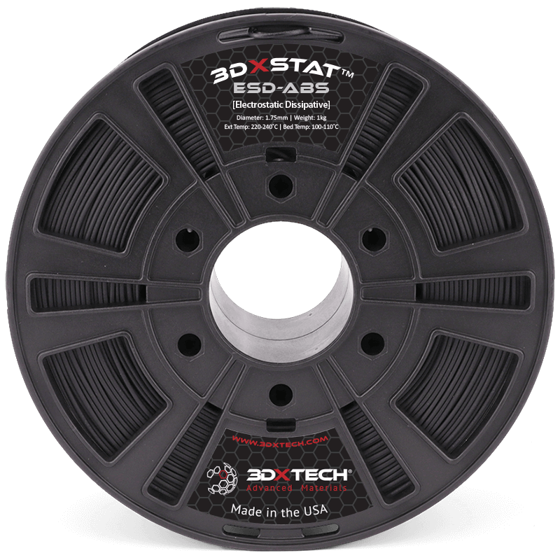 3DXTech 3DXSTAT ESD-PA12 tunable-resistance electrostatic dissipative Nylon 12 1.75mm black filament spool 750g
