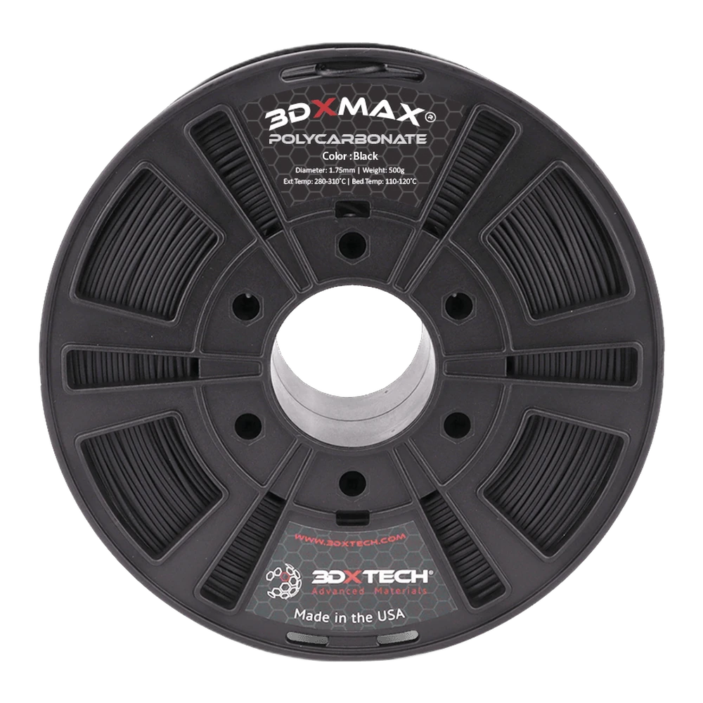 3DXTech 3DXMAX PC polycarbonate 3D printer filament spool, black