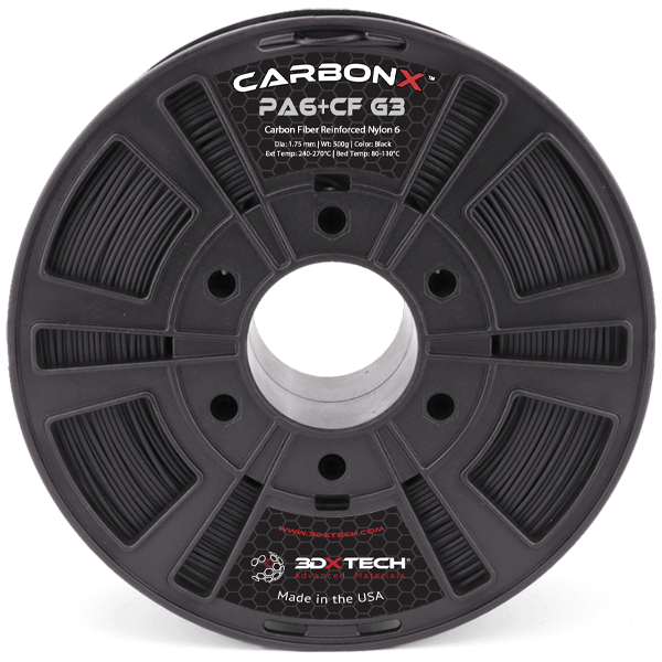 3DXTech CarbonX Nylon 6+CF carbon fiber reinforced PA6 Gen3 1.75mm black filament spool 500g