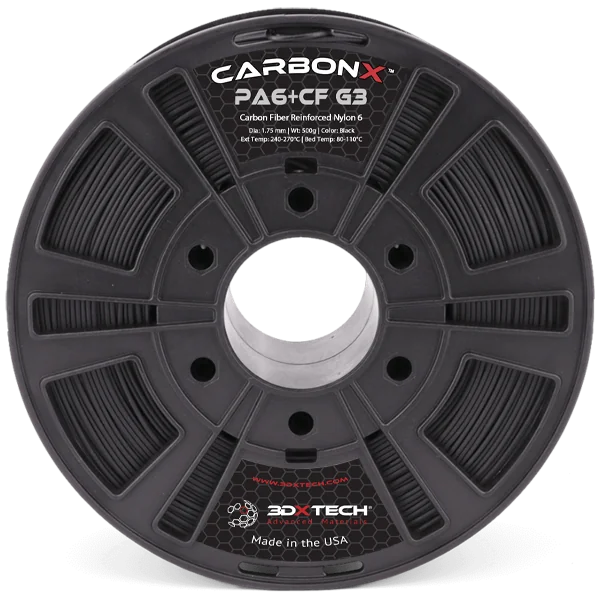3DXTech CarbonX Nylon6+CF carbon-fiber filament spool, black