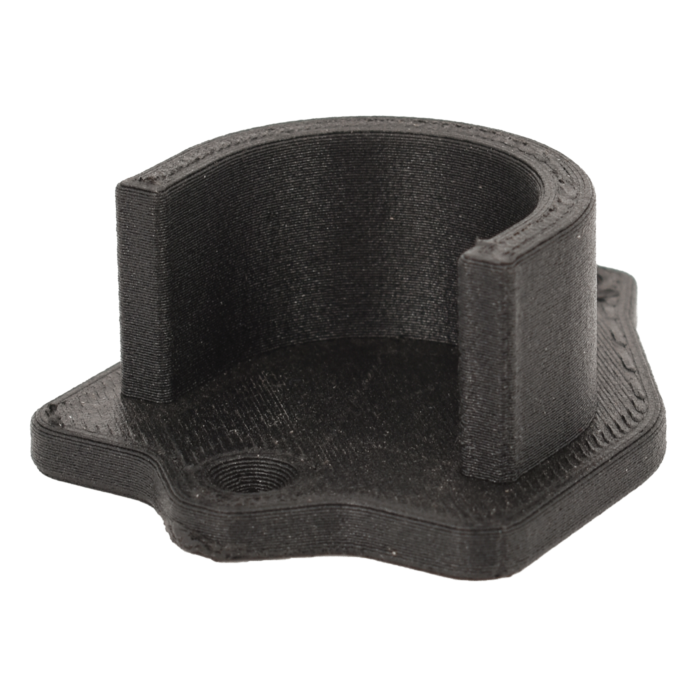 3DXTech CarbonX PEEK+CF20 printed part closeup showing CF texture and dimensional accuracy