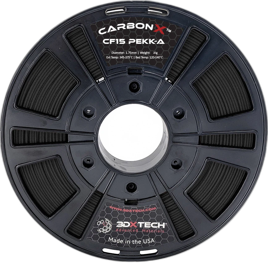 3DXTech CarbonX PEKK-A+CF15 aerospace carbon-fiber PEKK filament 2kg reel, black