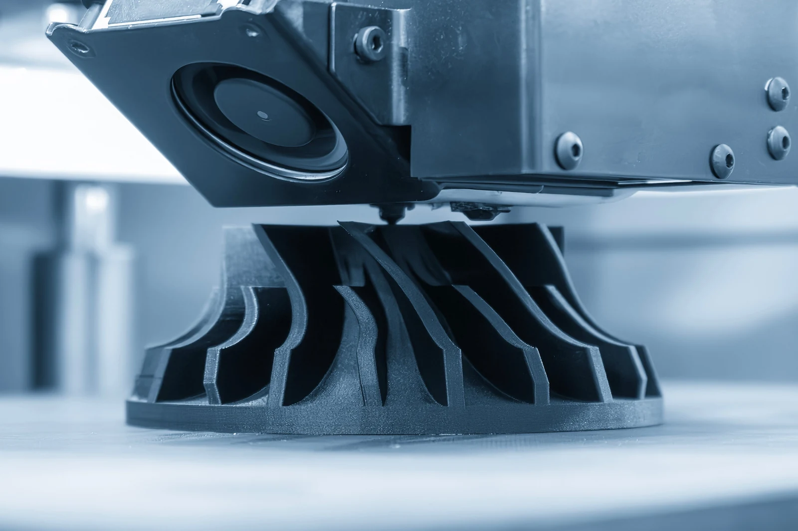 Functional part 3D-printed in 3DXTech CarbonX PEKK-A+CF15 carbon-fiber PEKK, matte-black fiber-loaded surface