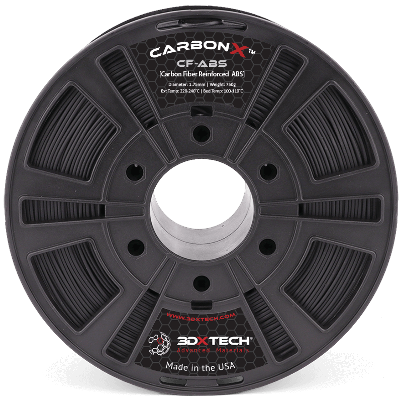 3DXTech CarbonX PP+CF15 carbon fiber reinforced polypropylene 1.75mm black filament spool 750g