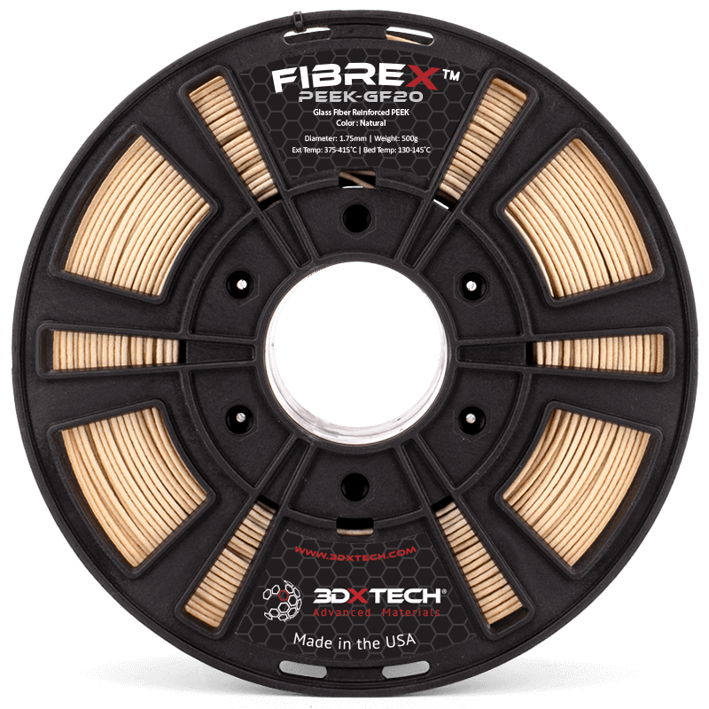3DXTech FibreX PEEK+GF20 glass fiber reinforced PEEK 1.75mm natural filament spool 500g