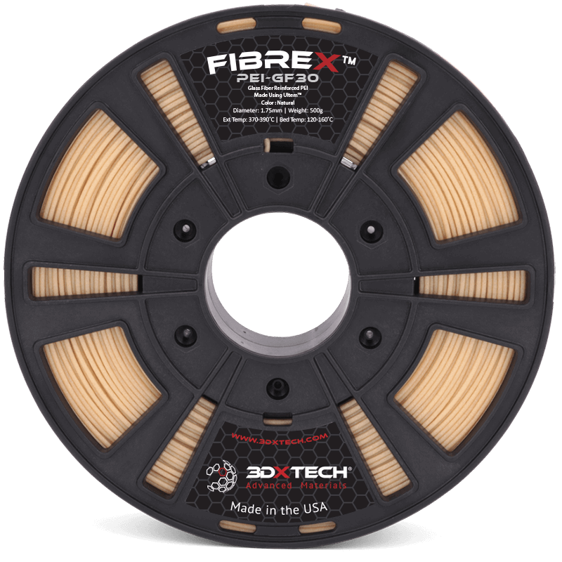 3DXTech FibreX PEI+GF30 glass fiber reinforced Ultem PEI 1.75mm natural filament spool 500g