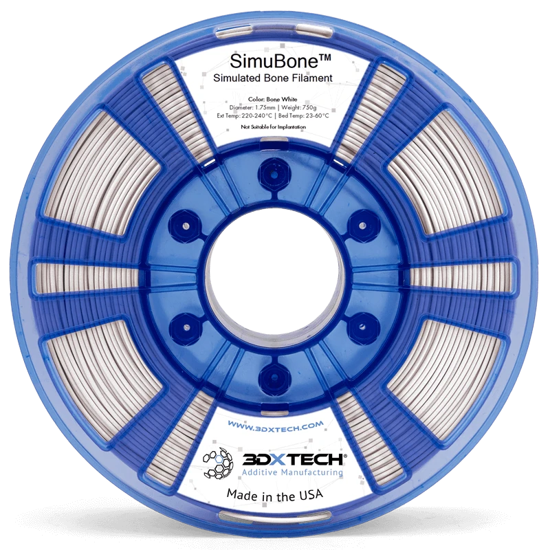 3DXTech SimuBone bone-modeling PLA filament spool, bone white