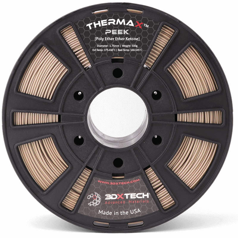3DXTech ThermaX PEEK USA-made high-performance 3D printing filament spool