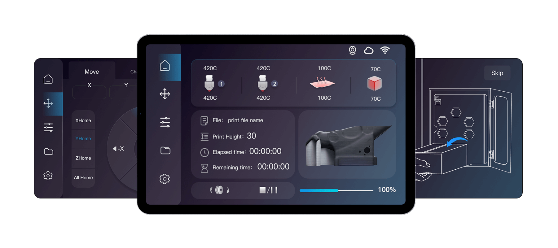 CreatBot D600 Pro2 HS 7-inch touchscreen UI