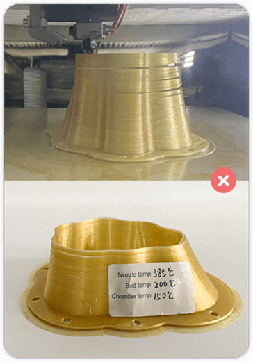 150C chamber temperature print trial near process window