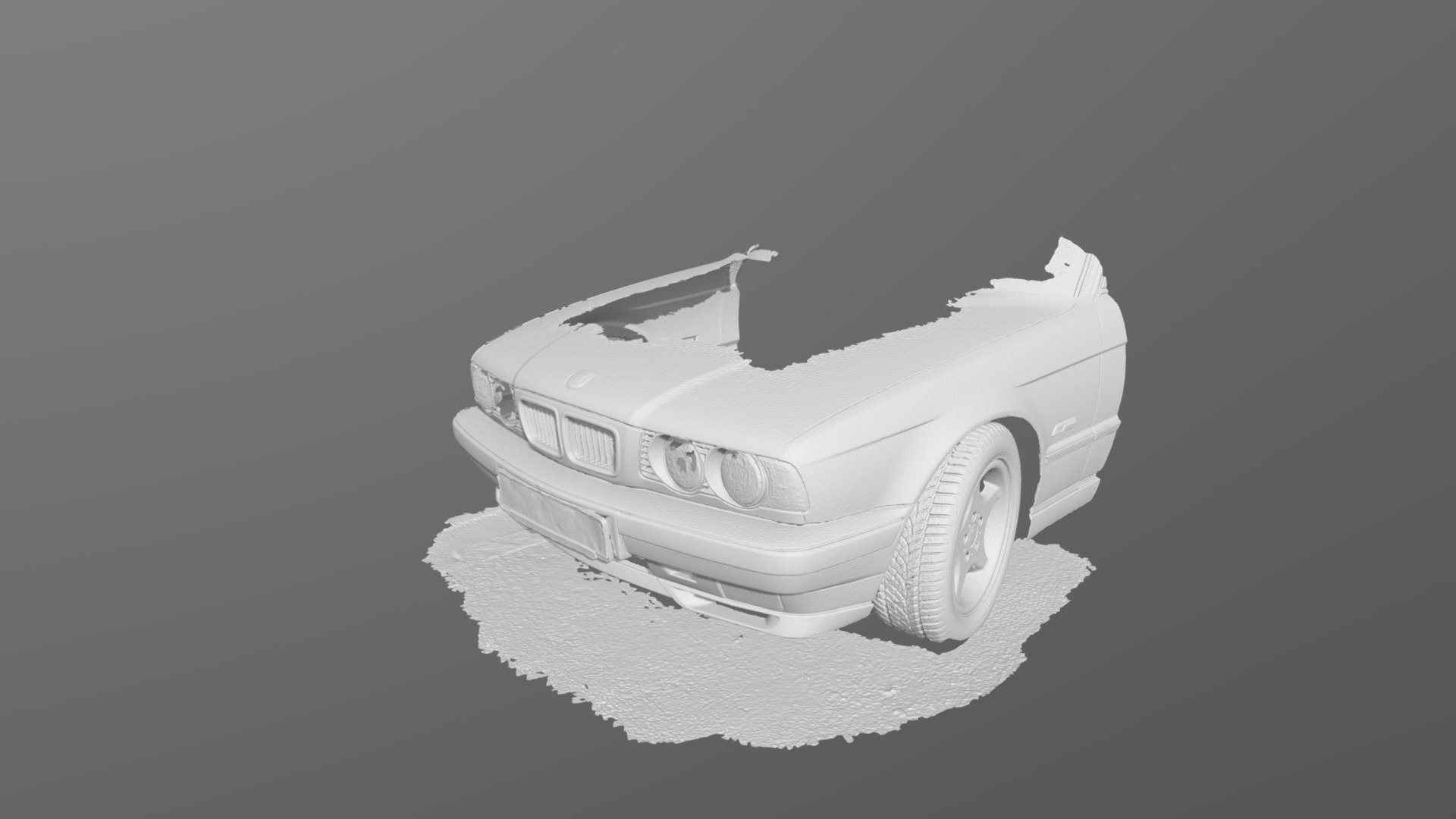 BMW E34 front 3D scan — EinScan Rigil markerless laser — click to rotate in 3D