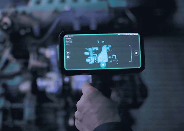 EinScan Rigil switching between Laser HD and IR Rapid modes with merged point cloud result