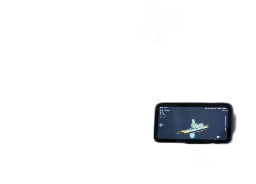 EinScan Rigil 6.4-inch 2K AMOLED onboard display showing scan preview in Standalone mode