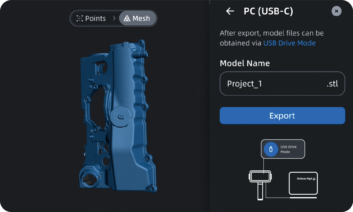 EinScan Rigil 3D scan result of a heritage artifact showing fine surface detail preservation