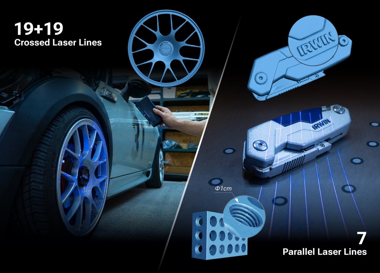 EINSTAR Rockit — blue laser scanning automotive part detail