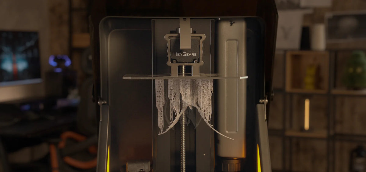 HeyGears RS Turbo intricate lattice structure printed in 2 hours with injection-mold precision
