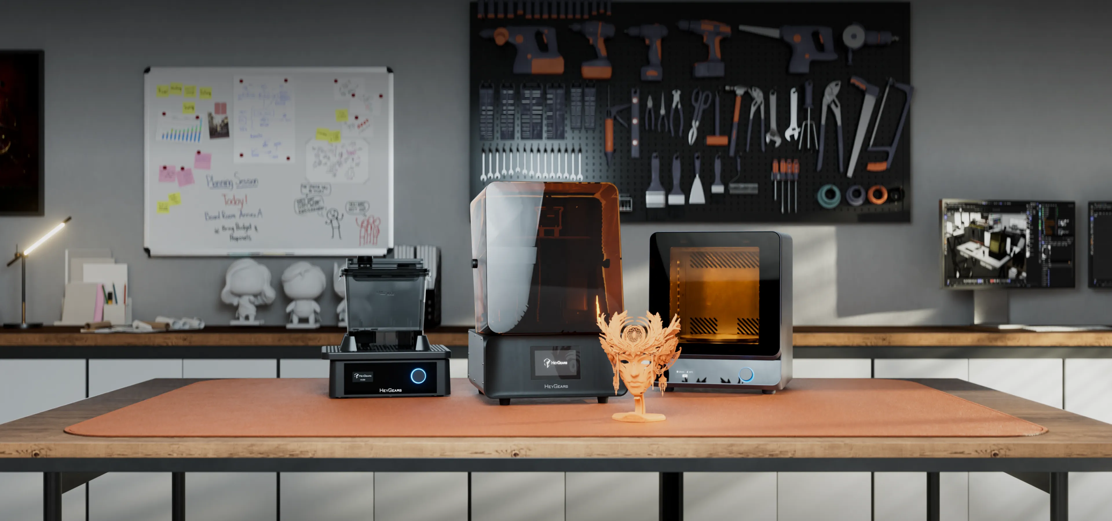 HeyGears UltraCraft Reflex RS printing reliably and accurately - printer with finished resin parts