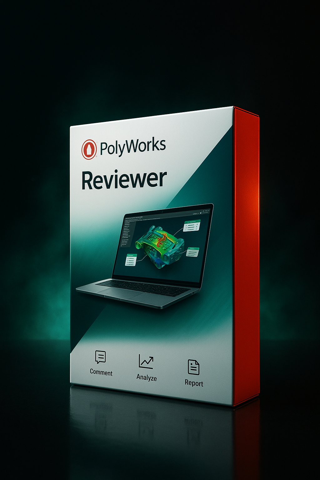 PolyWorks Inspector software box render with orange brand band