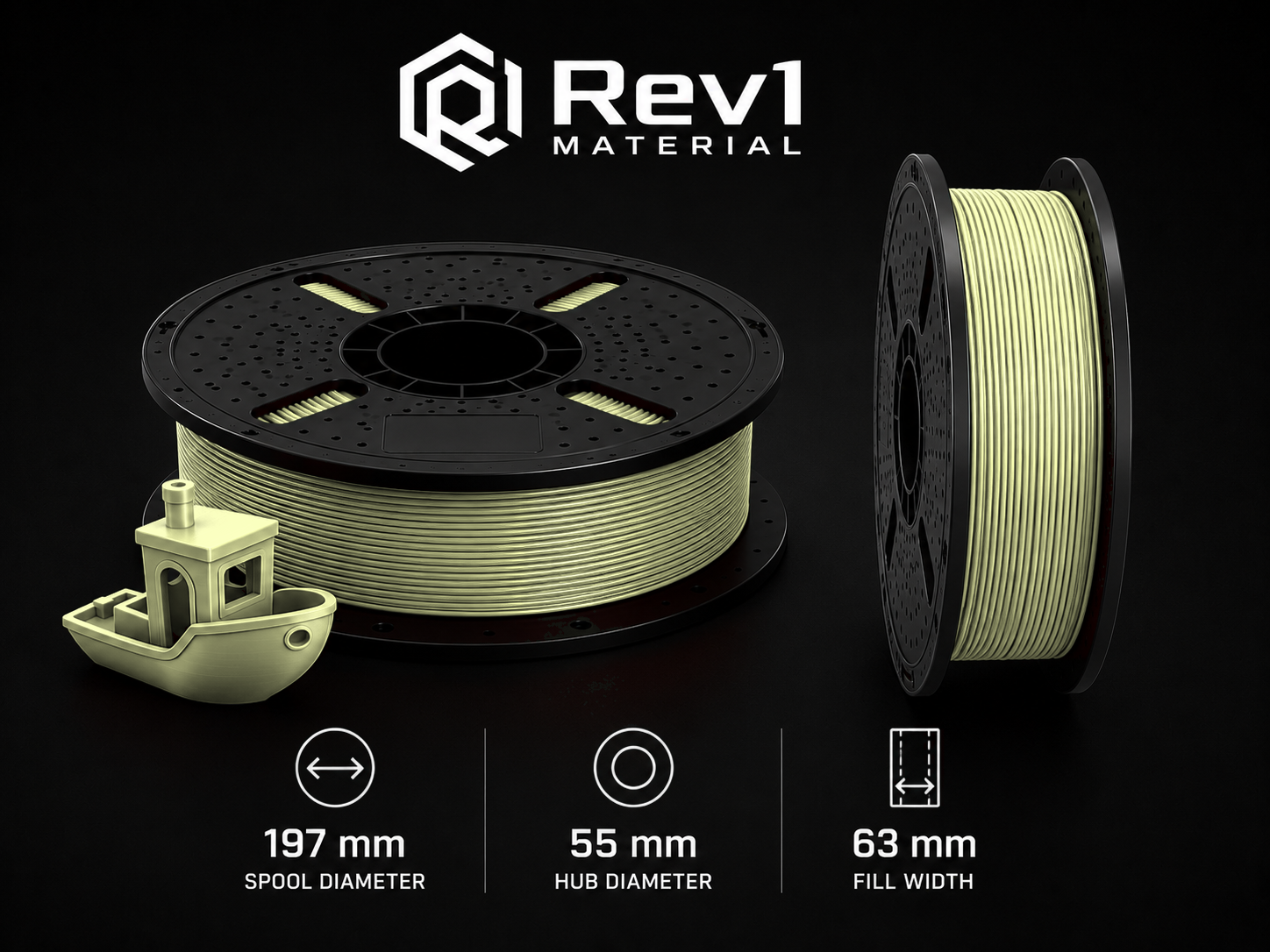 Rev1 ABS-GF 1.75mm filament — 1kg Glass Fiber spool