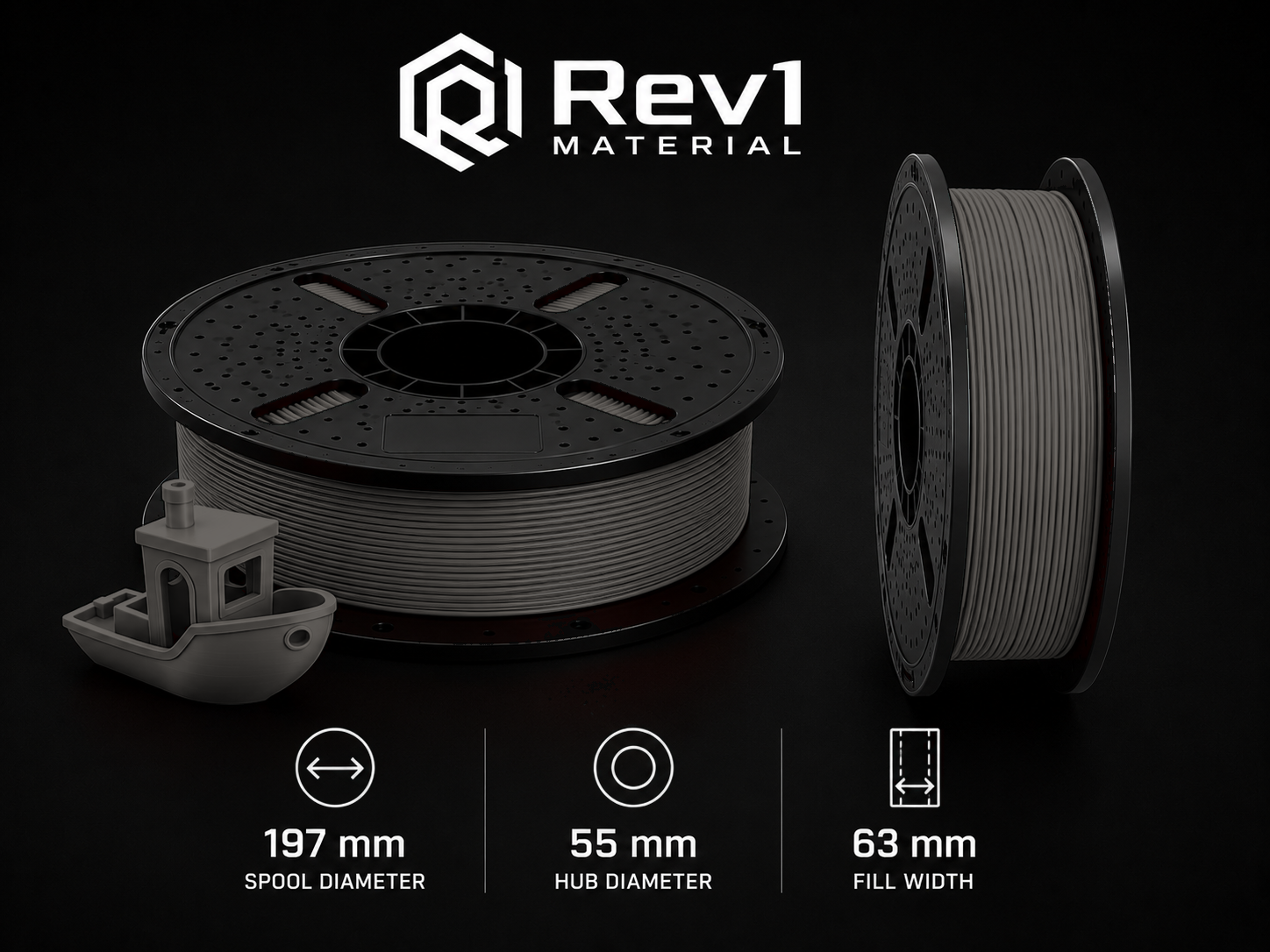 Rev1 PC-CF 1.75mm filament — 1kg Carbon Fiber spool