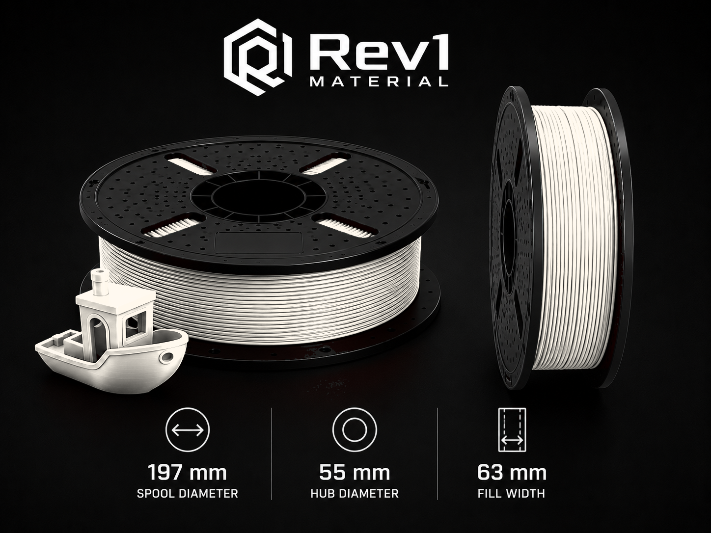Rev1 PLA 1.75mm filament — 1kg 7047 Grey spool