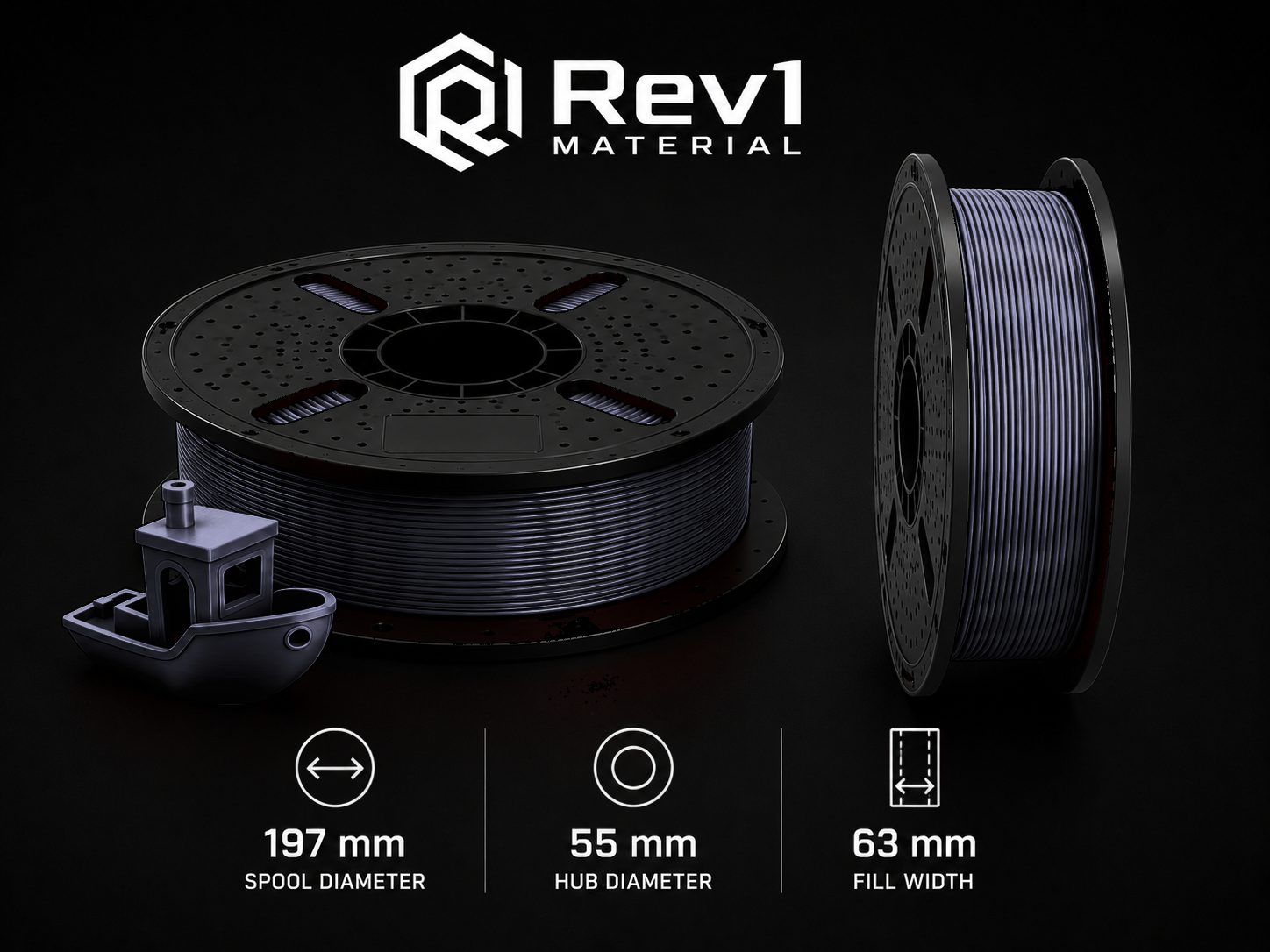 Rev1 TPU 95A 1.75mm filament — 1kg Black spool