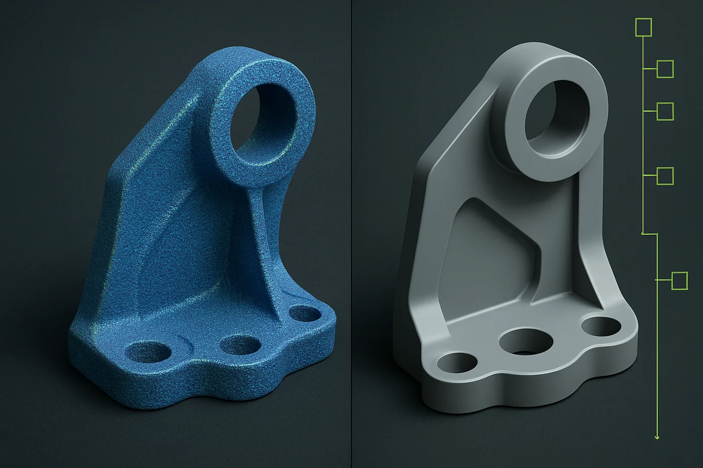 Reverse engineering workflow turning a 3D scan point cloud into a parametric CAD model