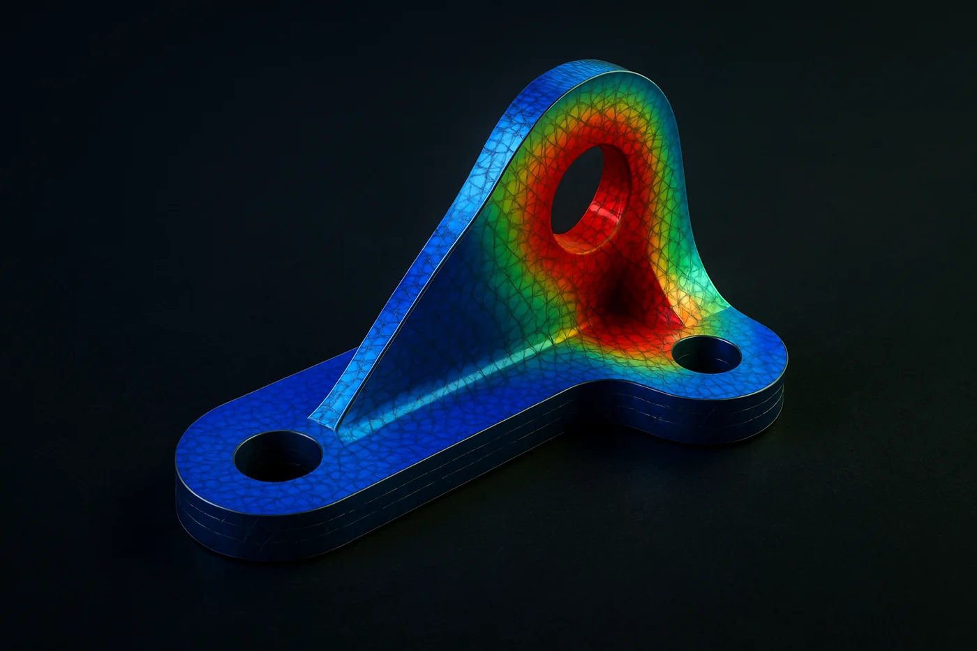 Finite element analysis stress map guiding a simulation-driven design revision